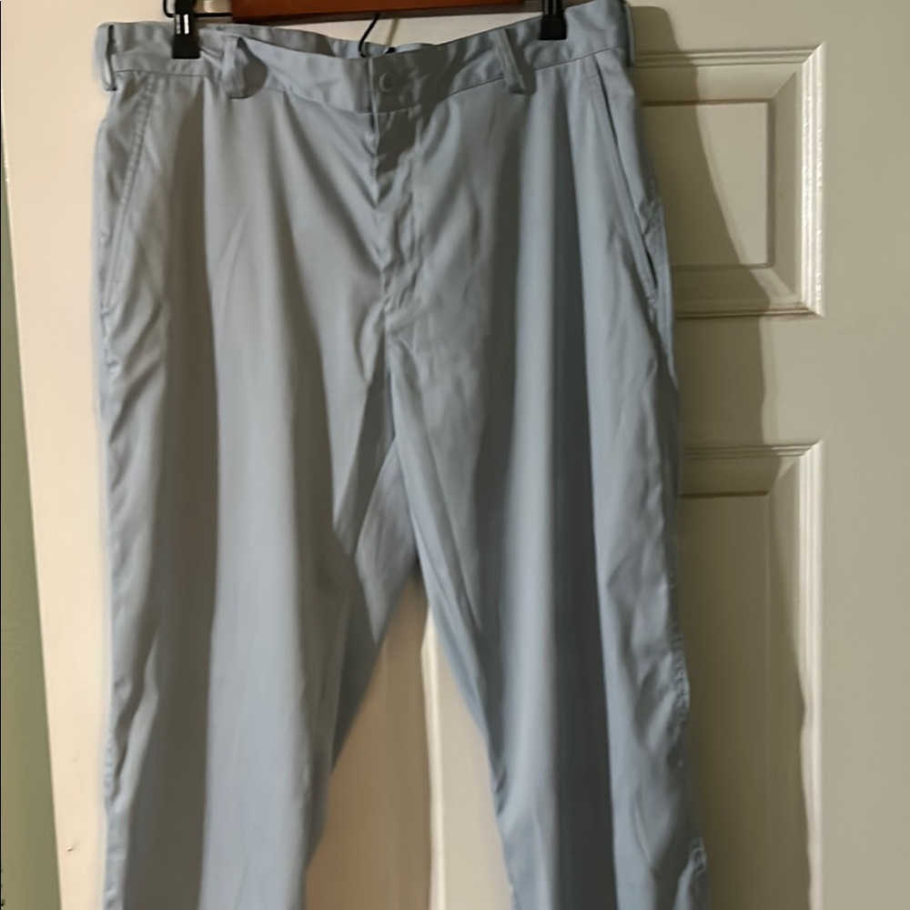 Light Blue Dress Pants with Flat Front Design and Straight Leg Style